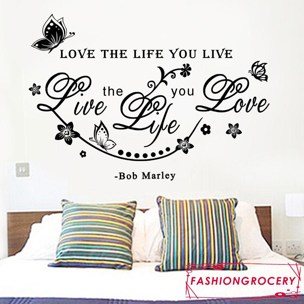 Vd Bob Marley Quote Love The Life You Live Sentence Art Wall Sticker Decals Decor Shopee Malaysia