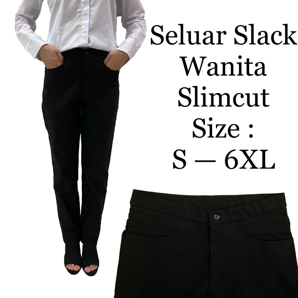 Ready Stock Seluar Slack Panjang Hitam Wanita Slim Cut Seluar Slack Bergetah Women Slim Slack Pants 1799