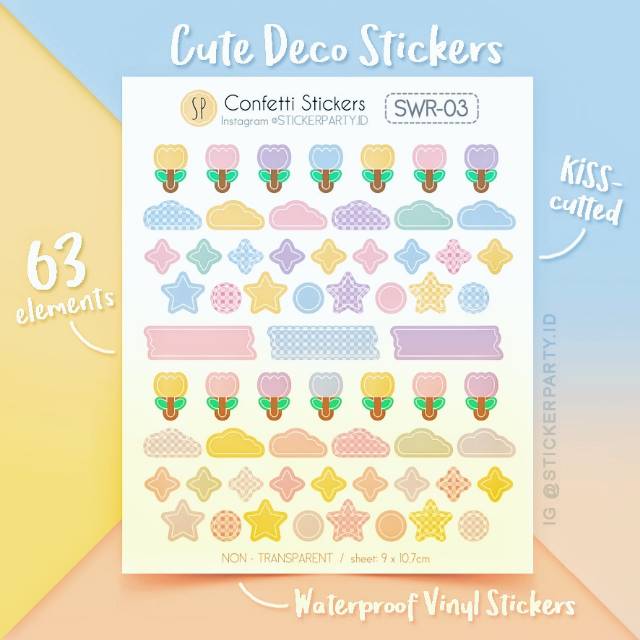 deco polco confetti stickers pastel color sticker polaroid tulip birthday balloon heart decoration shopee malaysia