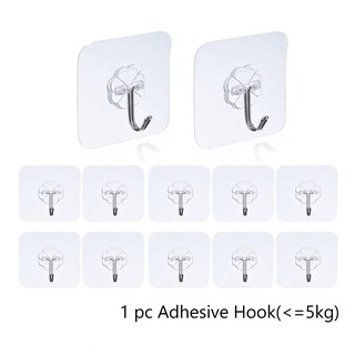 Local Ready Stock Wall Hooks Strong Adhesive Transparent Hooks Reusable Wall Hook