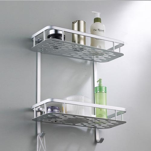 2 Tiers Bathroom Shelf AerospaceAluminium Wall Rack 