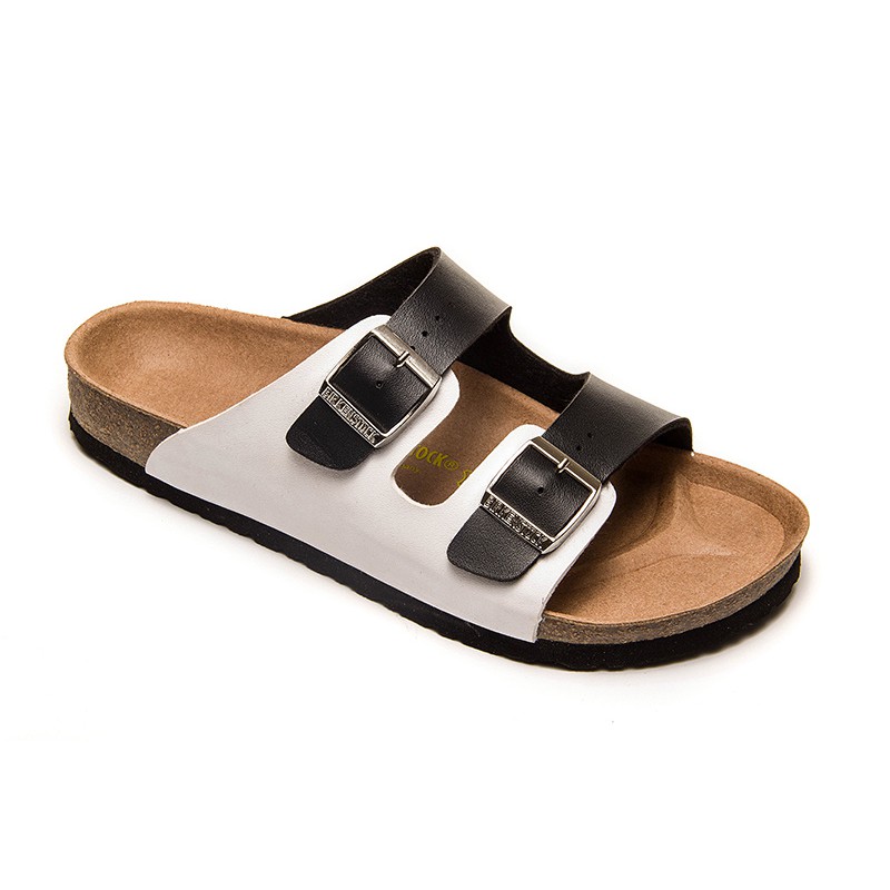 black and white birkenstock sandals