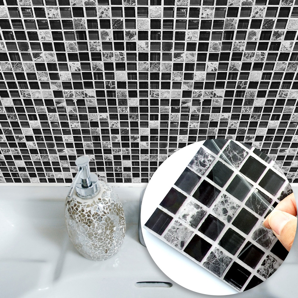 Self Adhesive Mosaic Tile Wall Sticker Kitchen Bathroom Decor Vinyl Wall Stickers Waterproof Peel Stick PVC Tiles Panel