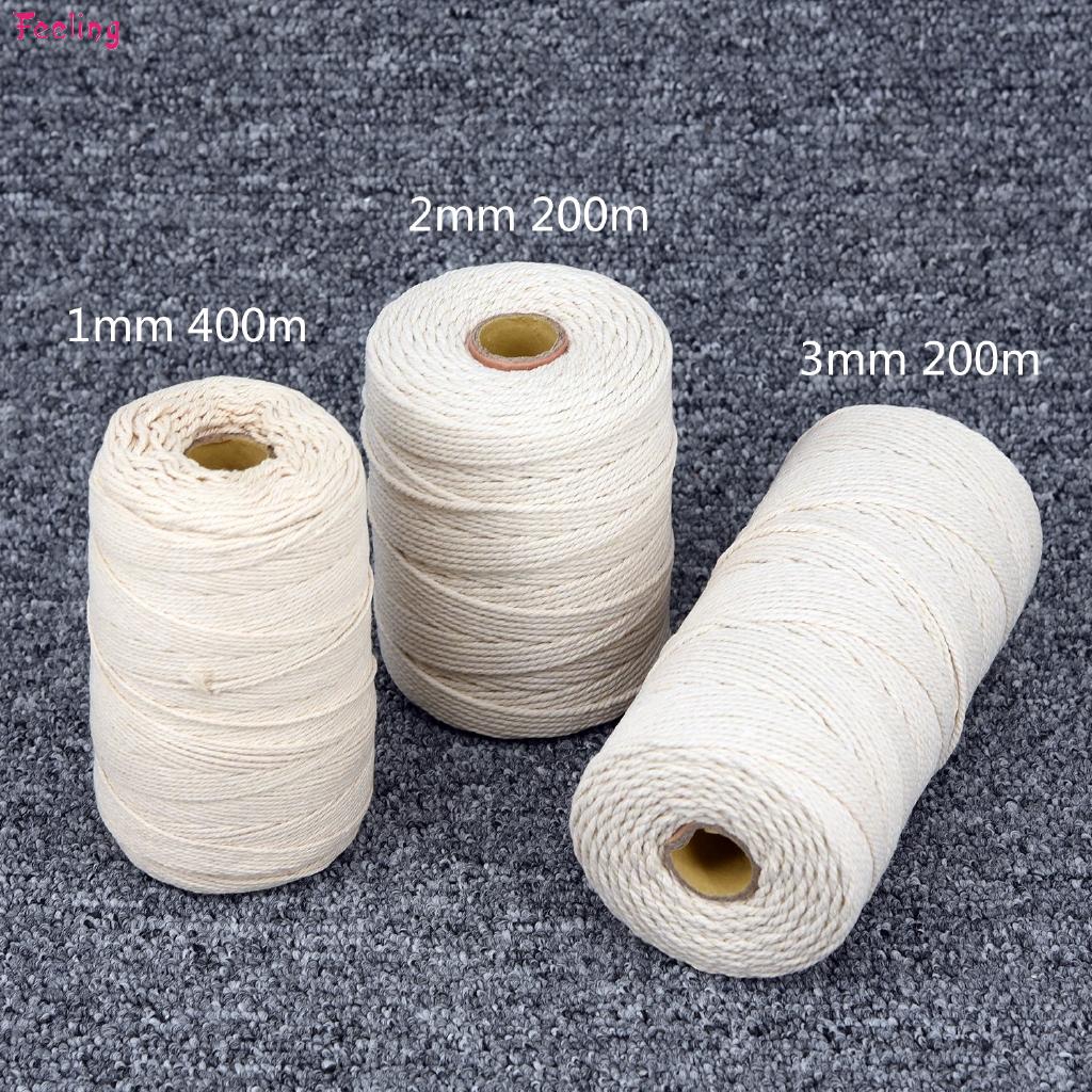 1mm - 3mm Natural Beige Cotton Twisted Cord Craft Macrame Artisan String Durable