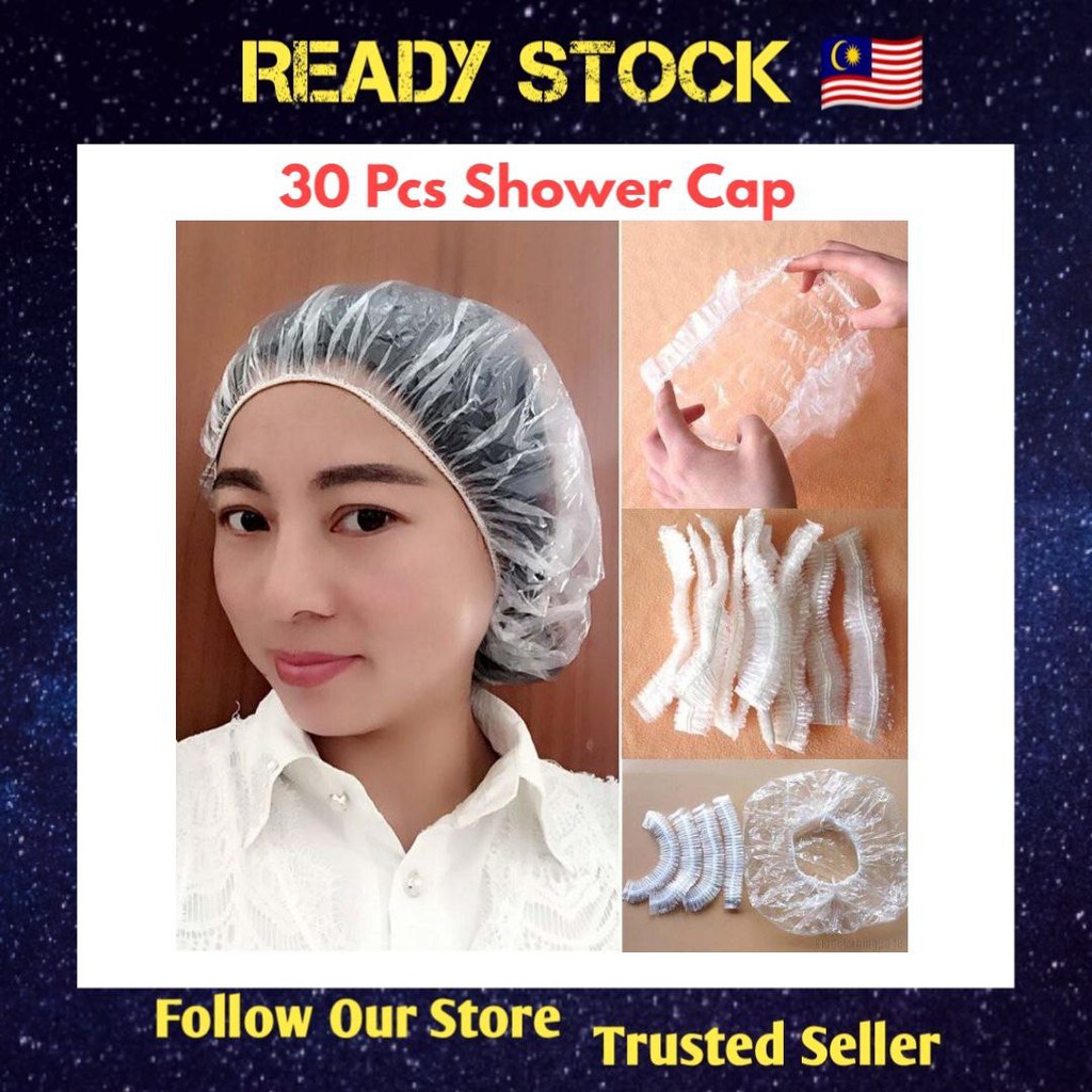 clear plastic shower caps