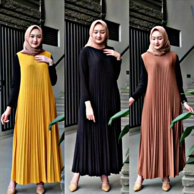 Sleeveless LONG DRESS / INNER PLISKET / LONG DRESS PLISKET / KENSI