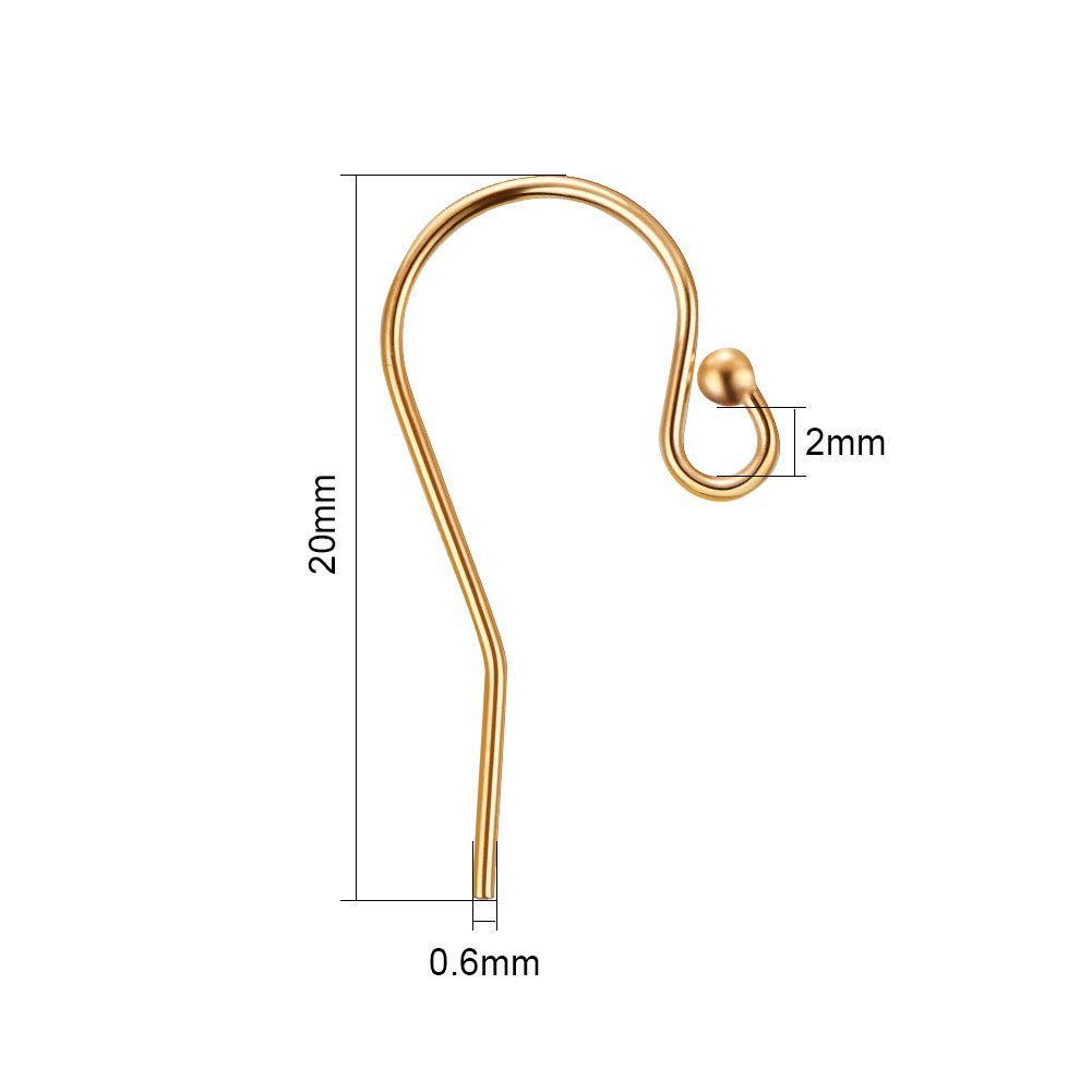 14K Gold Ear Wire Ball On Tip Wire Hook, Jewelry Making, Earring