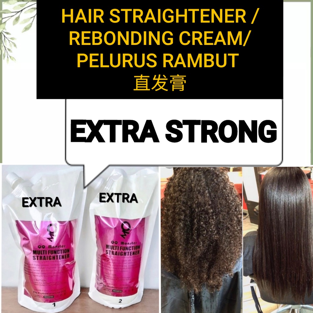 (EXTRA) QQ Monster Rebonding Cream Ubat Rebon Lurus Rambut 1200ml Set ...