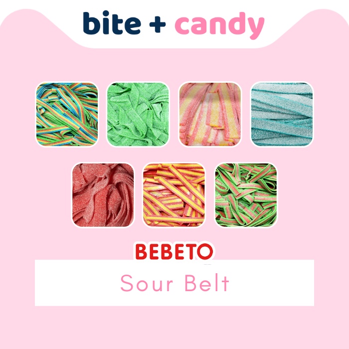 Bebeto Sour Belts Sour Candy Collection Sour Ribbon 100g Repack (HALAL