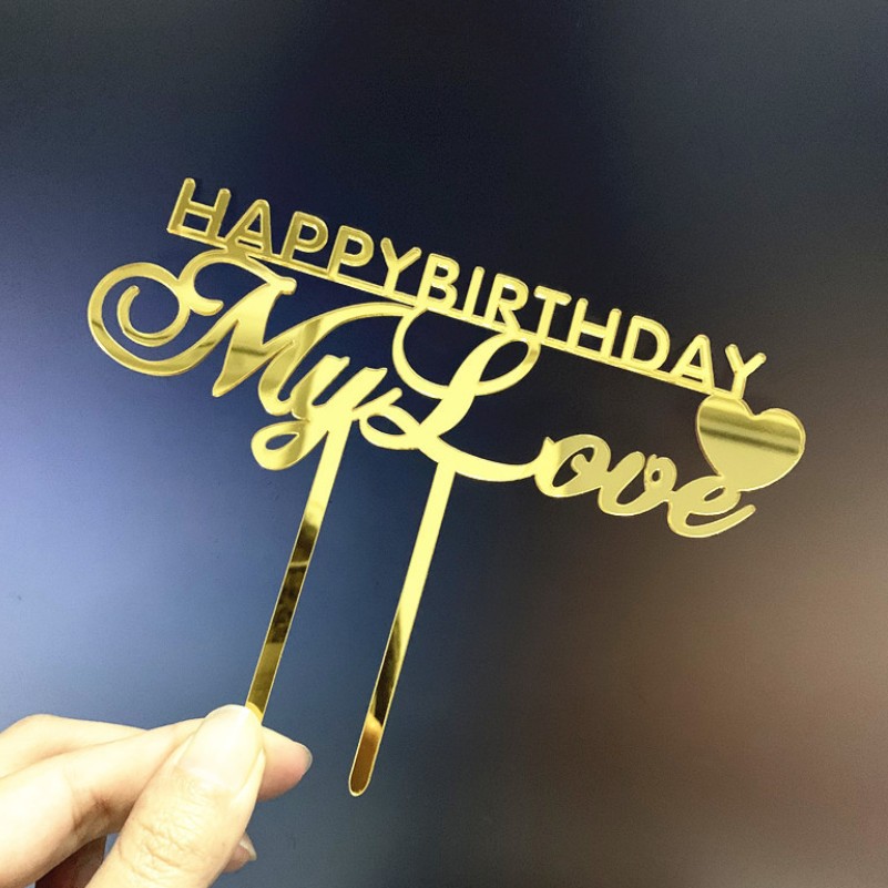 Acrylic Cake Topper Happy Birthday My Love Cake Decoration for Couple ...