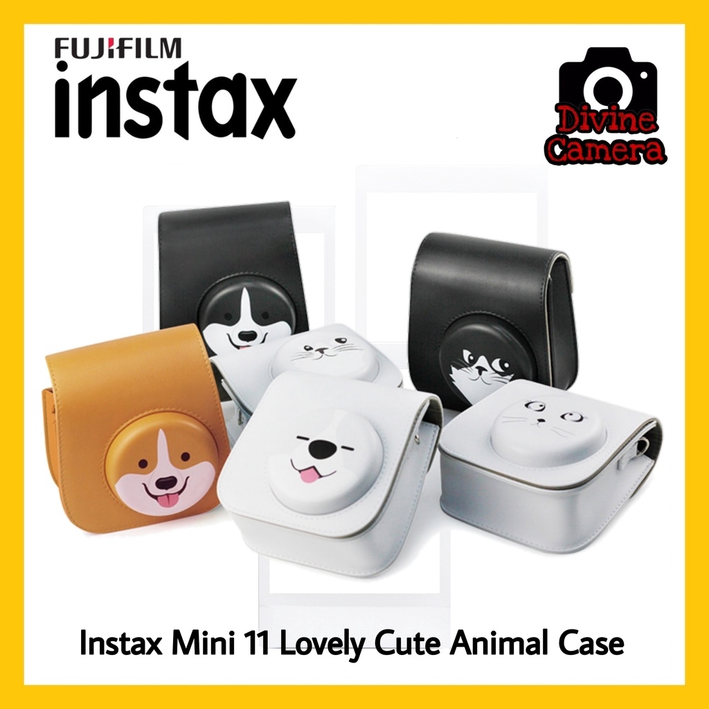 Fujifilm Instax Mini 11 Camera Case Bag PU Leather Lovely Cute Husky, Corgi, Bear, Cat Instant Camera Shoulder Strap Bag
