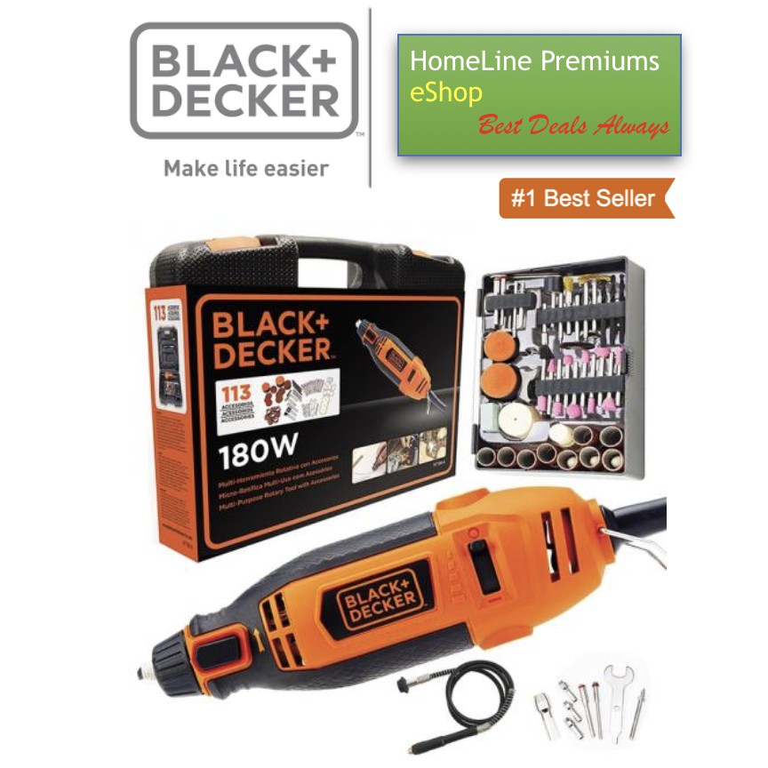 BLACK+DECKER RT18KA ROTARY TOOL WITH 114 PC ACCESSORIES Shopee Malaysia