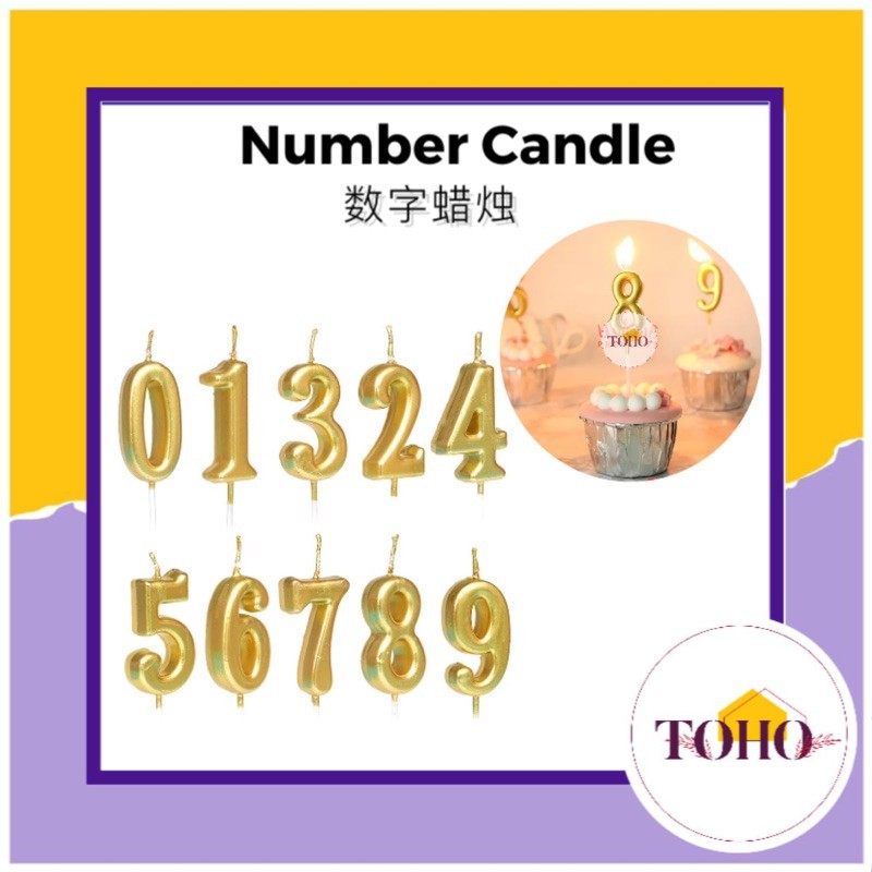 Premium Gold ColorCandle Number Candle Birthday Party Celebration lilin birthday数字蜡烛