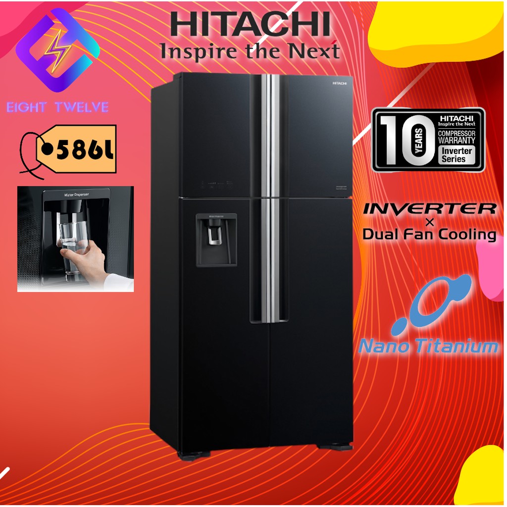 Hitachi Fridge 568l 4 Door Fridge R W720p7m Gbk Glass Door With Water Dispenser Shopee Malaysia