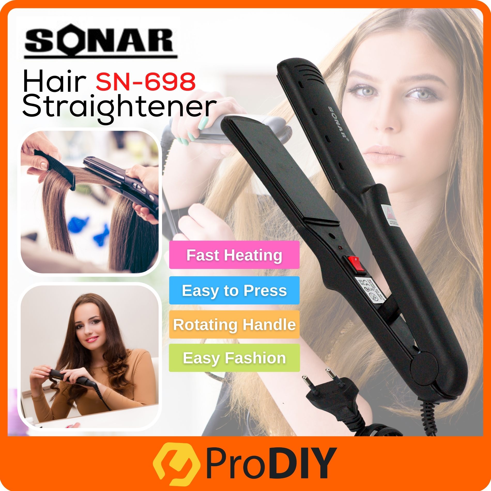 SONAR 45W Hair Straightener Split Straight Hair Flat Iron Hair Beauty Saloon Pelurus Rambut ( SN-698 )
