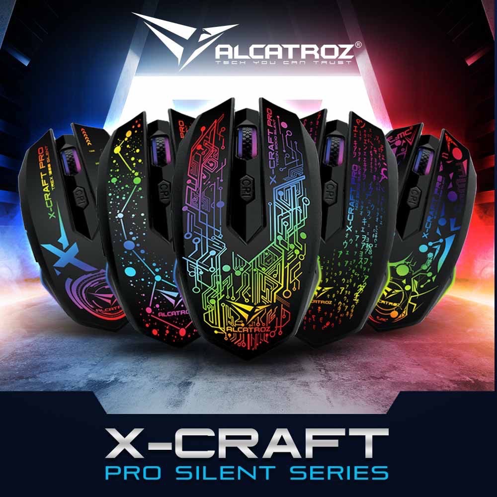 Alcatroz XCraft Pro Silent Click Series 4800 CPI Gaming Mouse with