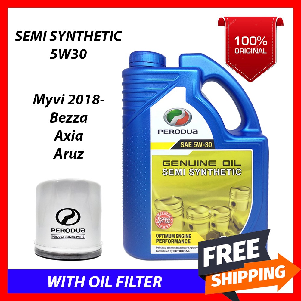 (100% Original) Perodua 5W30 Semi Synthetic Engine Oil (4L 
