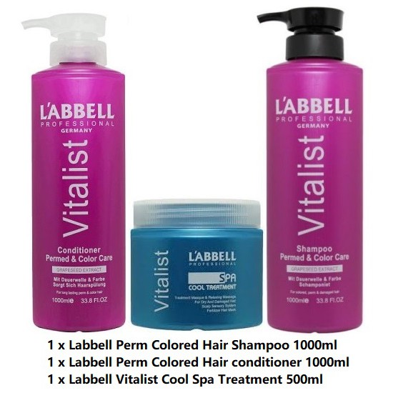 3 In 1 Set Labbell Perm Colored Hair Shampoo Conditioner Cool Spa