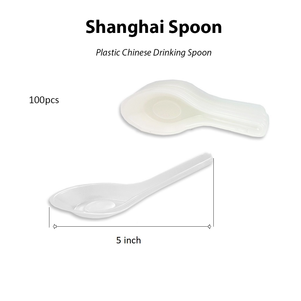 Disposable Plastic Spoon 100pcs / Shanghai Spoon / Plastic Chinese Soup