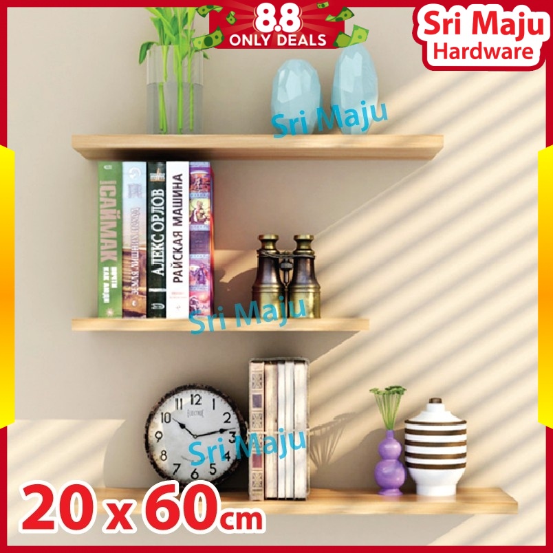Buy Maju 2060 20cm X 60cm X 2 5cm Solid Wood Panel Diy Floating Wall Shelf Display Shelve Rak Tempel Kayu Tembok Dinding Seetracker Malaysia