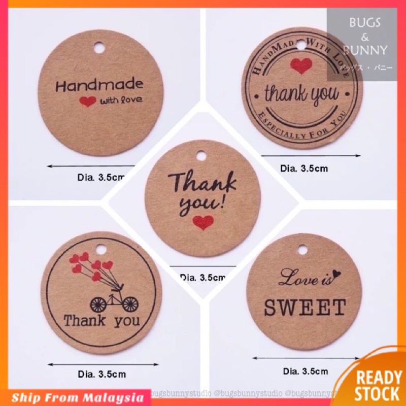 Thank You Tags Gift Tags Label Tag Diy Doorgift Terima Kasih Card Shopee Malaysia