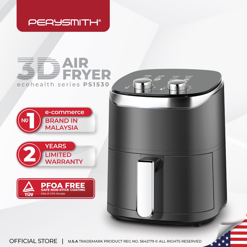 PerySmith 3D Air Fryer Ecohealth II Series PS1530 (4.2L/Grey) Shopee