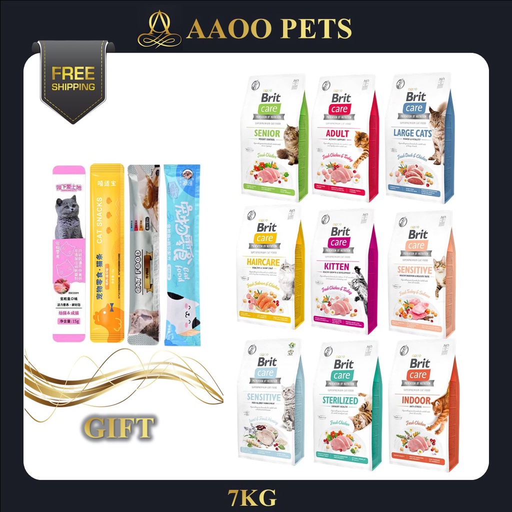 [Free Cat Stick x10] Brit Care Cat Food Grain Free 7KG ( Kitten, Senior