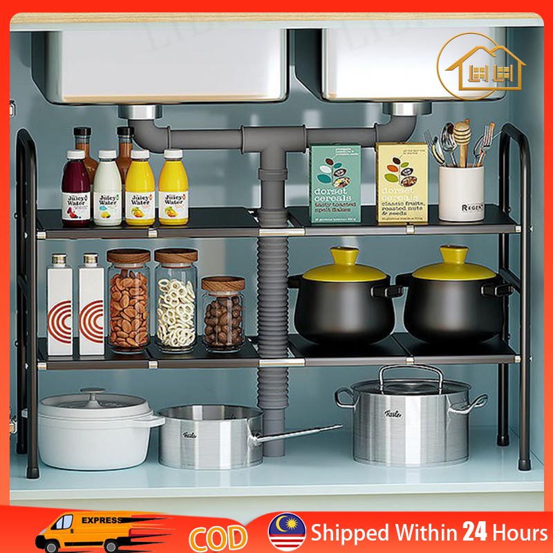 LI| Extendable Stainless Steel Kitchen Organizer Under Sink Rack ...