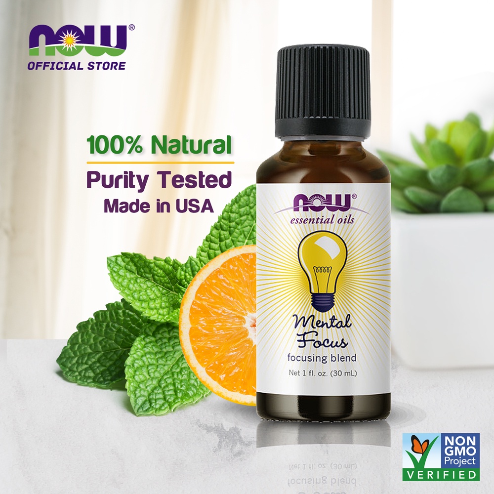 NOW Essential Oils, Mental Focus Oil Blend, Centering Aromatherapy