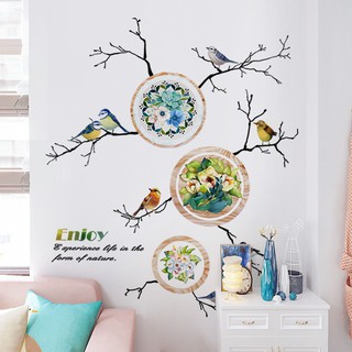 Warm Bedroom Branches Small Bird Decorations Self Adhesive Wallpaper Stickers Ch