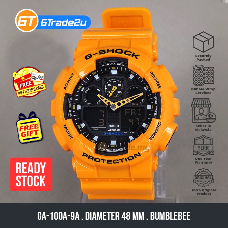 Original G Shock Men GA-100A-9A GA-100A-9 GA100A-9A Analog Digital ...