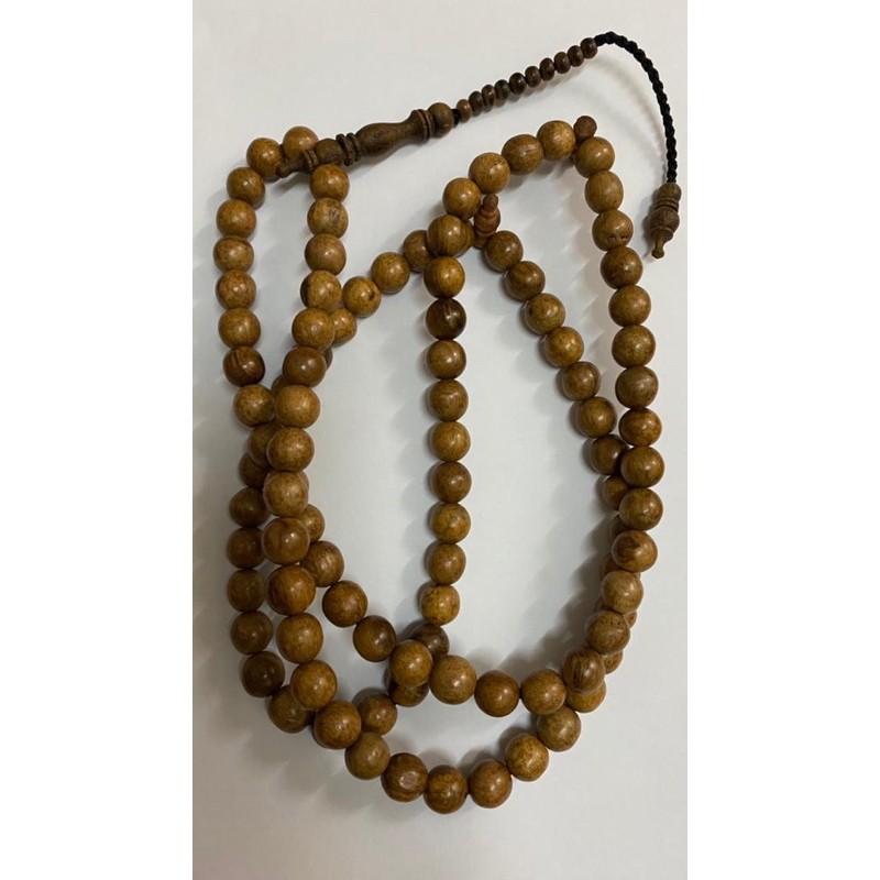 TASBIH GAHARU 11mm 99biji tasbih size besar brst zikir puas hati 💯 handmade kayu diukir menjadi biji biji tasbih cantik
