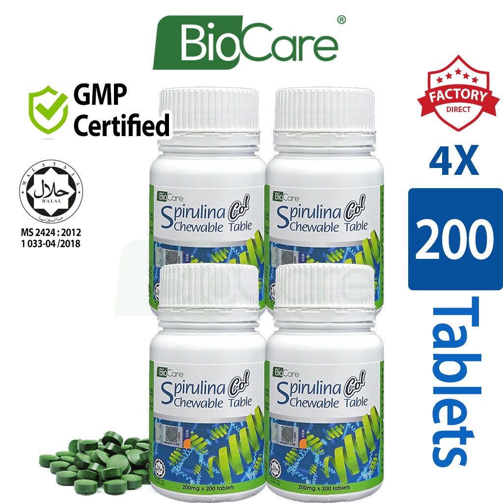 4x Biocare Spirulina Col 200 tablets x200mg. Shopee Malaysia