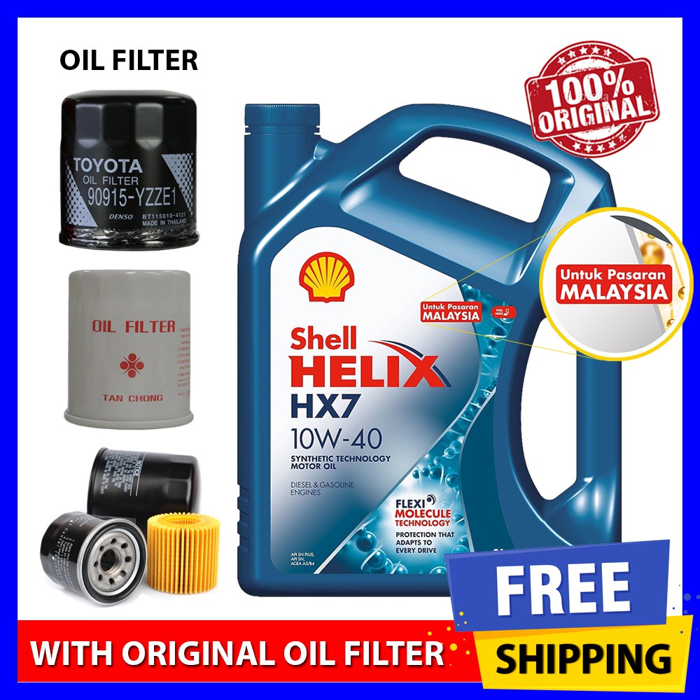 (With Original Oil Filter) Shell Helix HX7 10W40 SN PLUS ...
