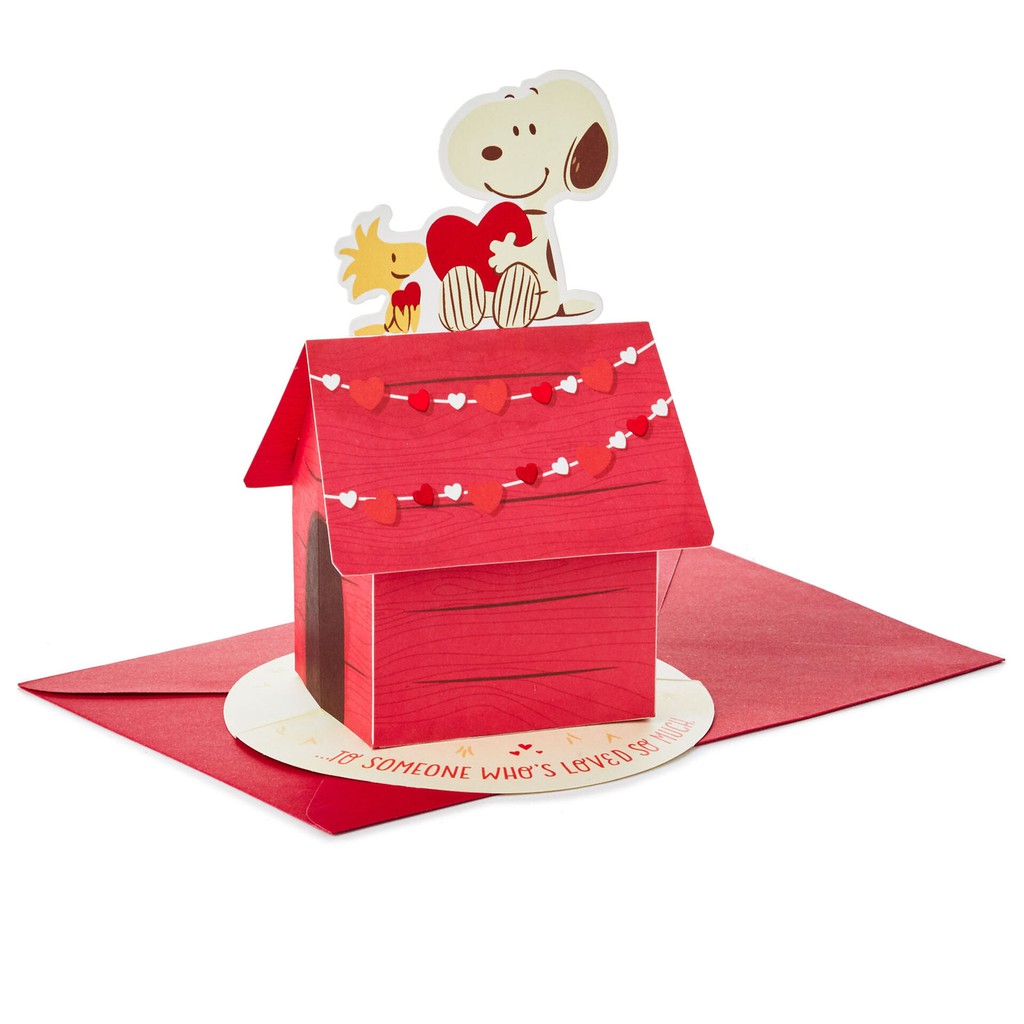 Hallmark Peanuts Snoopy And Woodstock On Doghouse 3d Pop Up Valentine S Day Card Shopee Malaysia