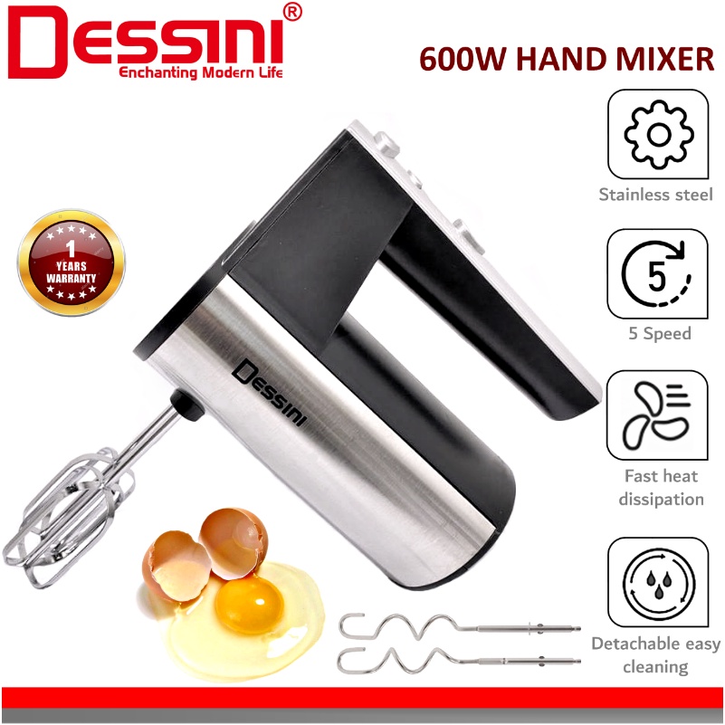 DESSINI ITALY 5 Speed Electric Hand Mixer Egg Beater Blender Grinder Processor Dough Whisk Mesin / Pengadun Bancuh Telur