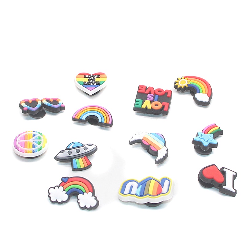 Shoe chamrs Creative Jibbitz Charm Set Crocs Accessories Decoration PVC Pins Rainbow suit [009]