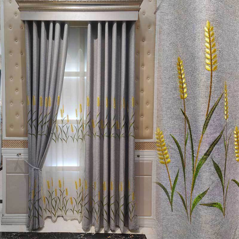 Pastoral Wind Cotton And Linen Embroidery Curtains Bedroom Living Room Bay Window Blackout Curtains