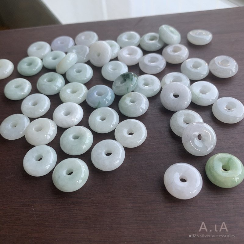 █Myanmar゜Wholesale Burmese Jadeite Safe Buckle Pendant Men Women Style Ice Waxy 15mm Parts