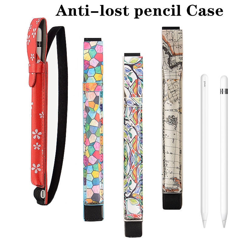 Anti-lost pencil cover App Pencil 1st/2nd Generation Case PU Leather Full Protection Shockproof Elastic Pencil Pocket Sleeve Pouch Pencil Holder Case