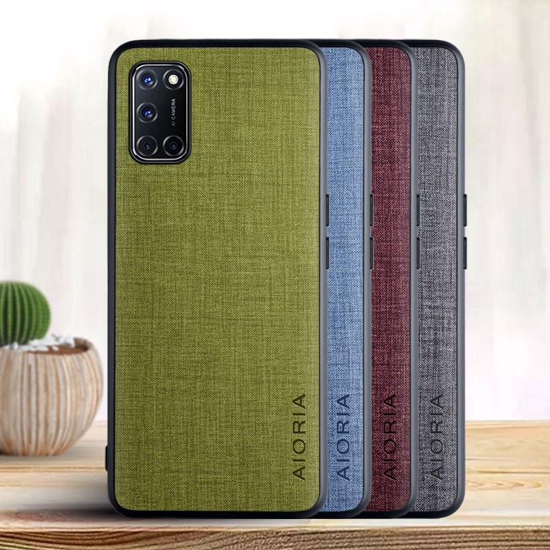 SKINMELEON Casing OPPO A52 A72 A92 Case Denim Pattern PU Leather Shockproof TPU Protective Cover Phone Cases