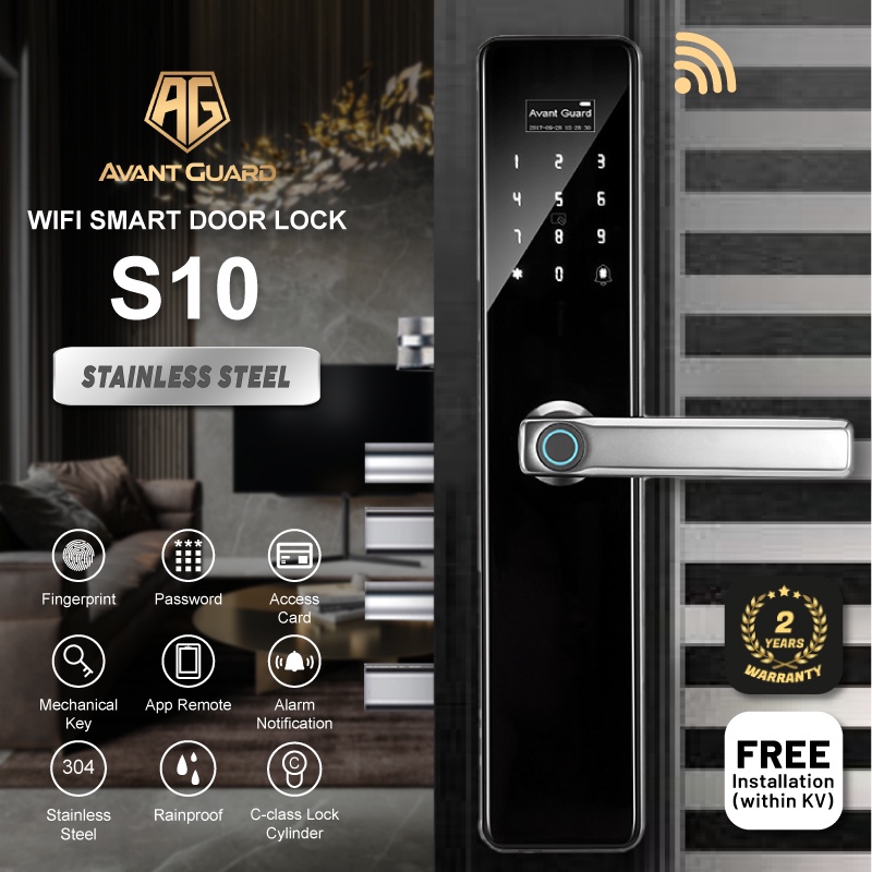 Avant Guard Smart Door Lock S10 (Includes installation for Klang Valley)