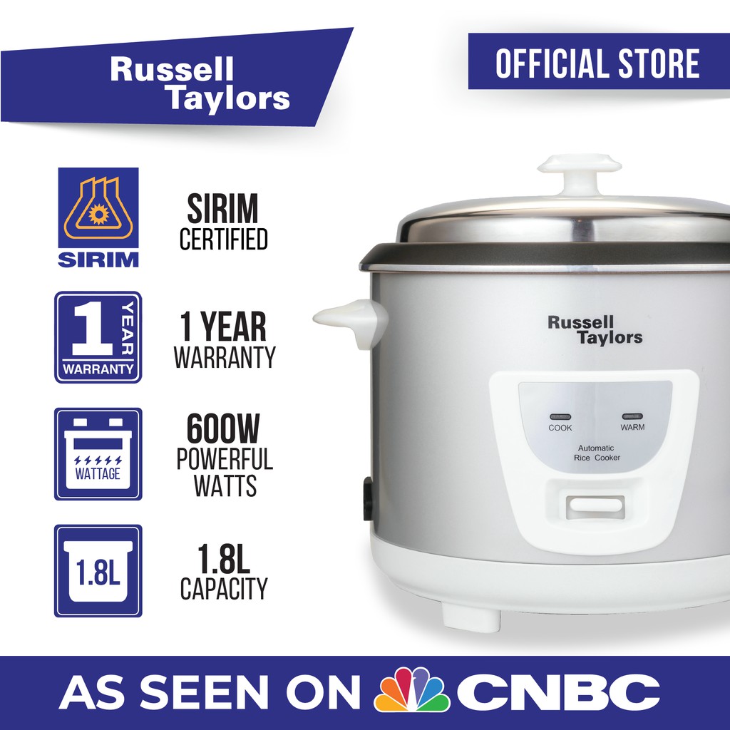 Russell Taylors Conventional Rice Cooker Steam Rack Included (1.8L) ERC