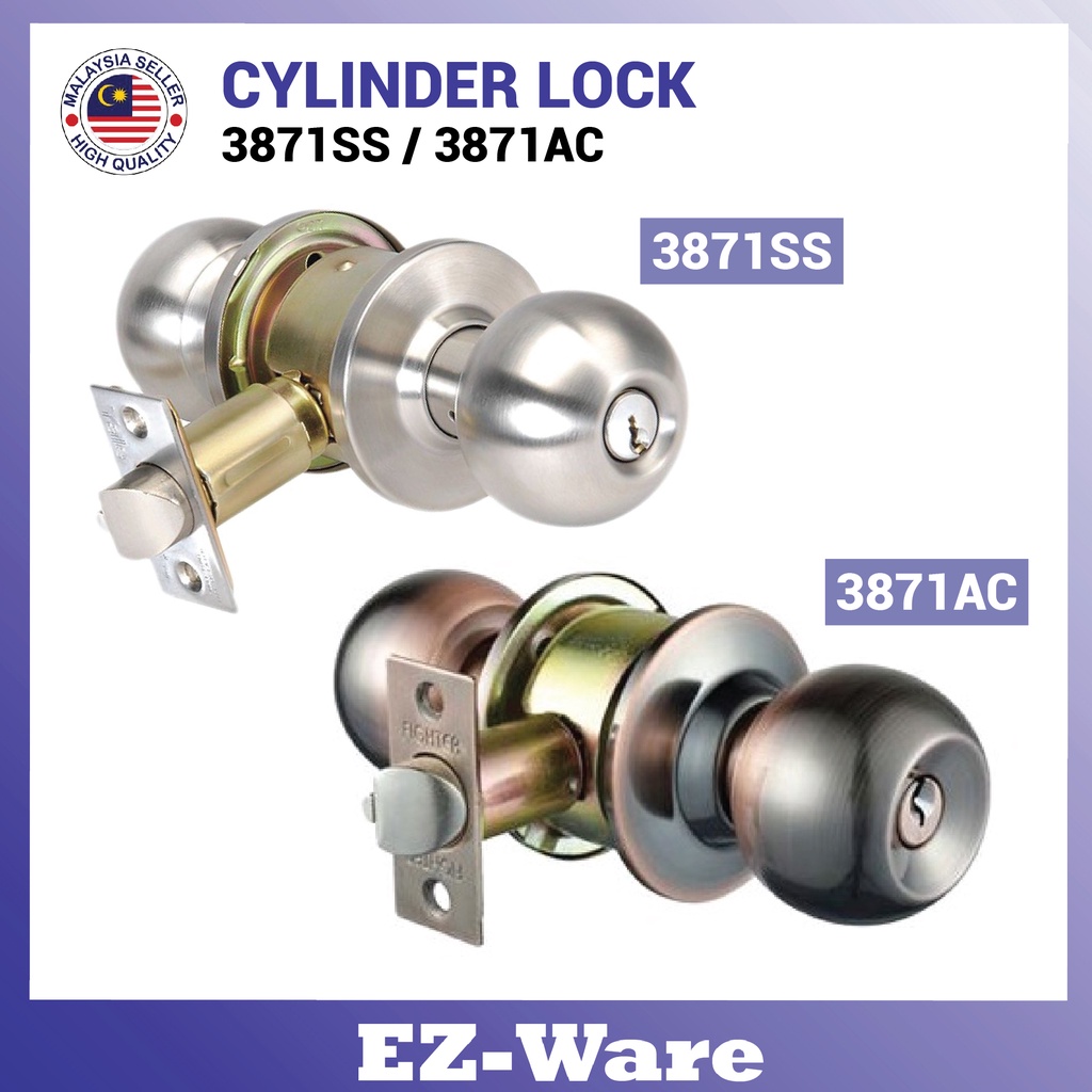 DELUXE Cylinder Door Lock Set Cylindrical SS/AC (High Quality) Shopee
