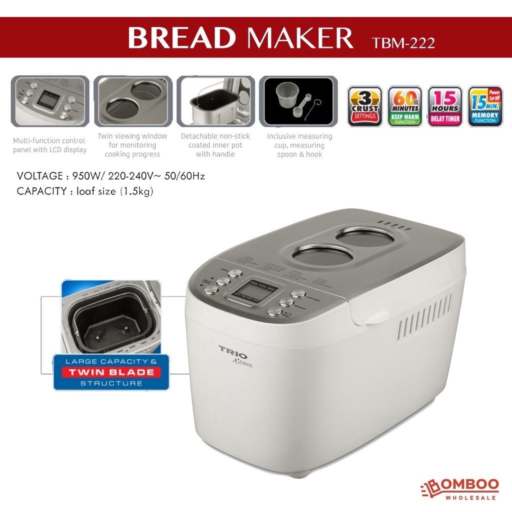 TRIO BREAD MAKER TBM-222 (1.5KG LOAF SIZE)