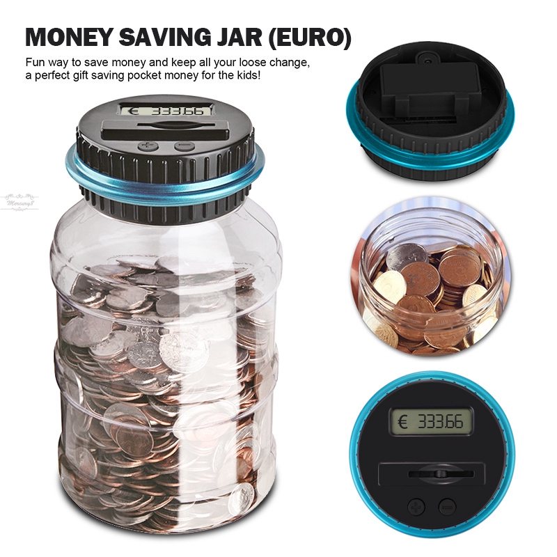 Large Digital Coin Counting Money Saving Box Jar Bank Lcd Display Coins Sav