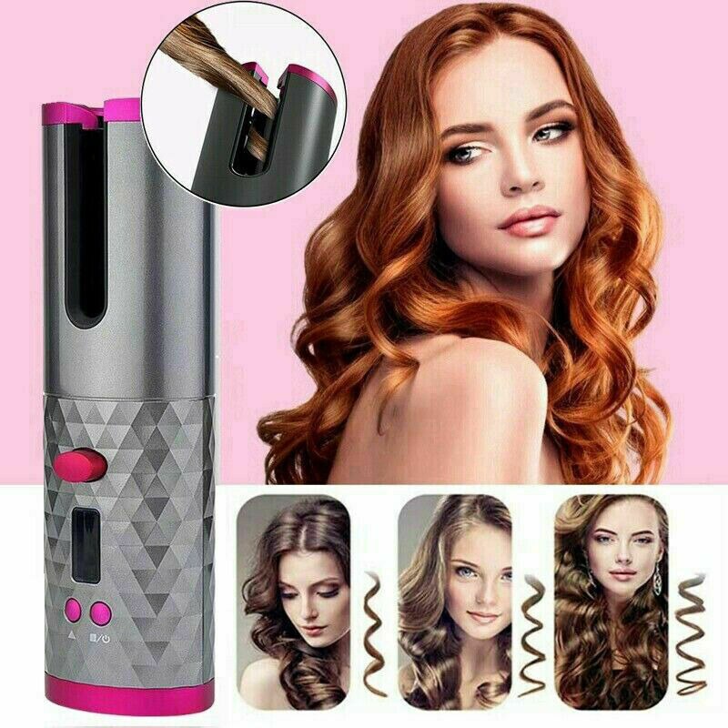 Portable Automatic Cordless Curling Iron Hair Curler LCD Curly Hair Machine  Wireless LCD Display USB Rechargeable | Shopee Malaysia