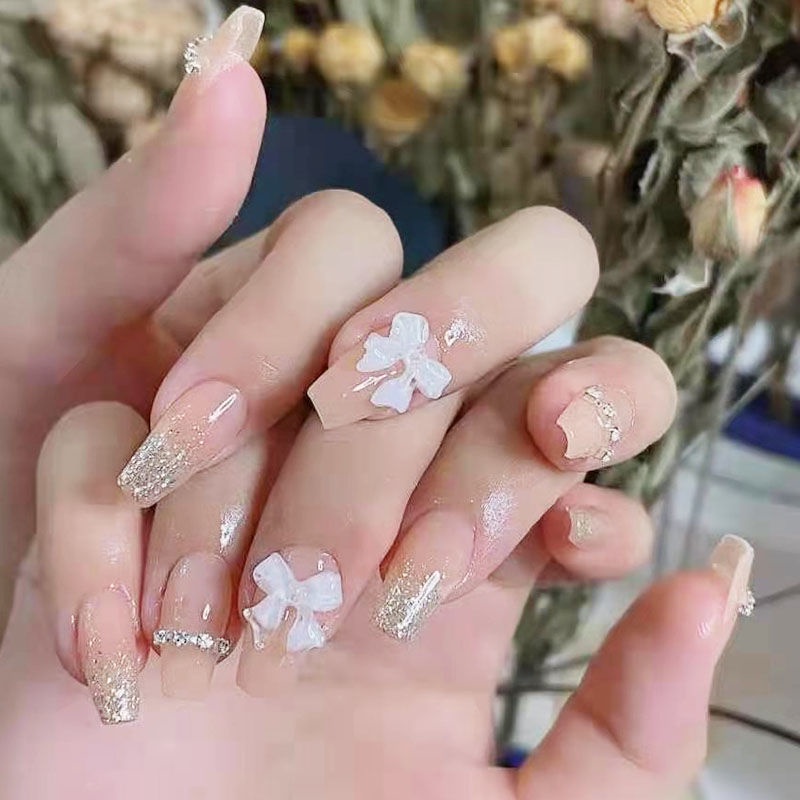 IN STOCK】24Pcs Fresh Lovely Fashion Fake Nails with gule Finished Nail  Patch Short Fake Nails Wearable Nails Stickers Waterproof False nail  JP1091-B3 | Shopee Malaysia