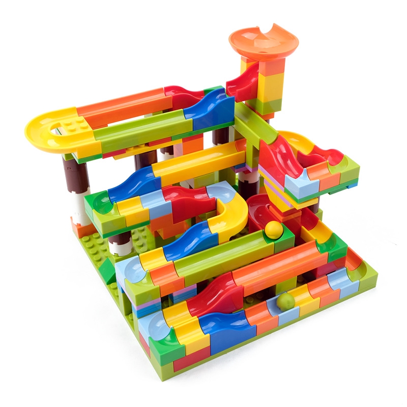 Marble Race Run Maze Ball Track Building Blocks ABS Funnel Slide Mini Building Blocks Marble Run Track Toy Set 