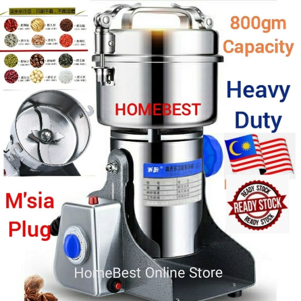 Heavy Duty Big Capacity 800G Stainless Steel Commercial & Home Use Food Grinder For Herbs/Spices/Nuts/Beans